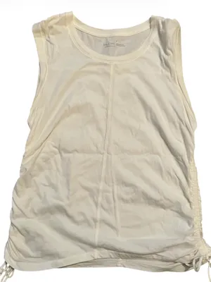 Anthropologie Pilcro Women's Ivory Sleeveless Ruched Cotton Top Sz S thumbnail 2