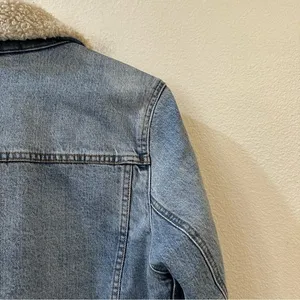 Abercrombie‎ & Fitch Denim Trucker Jacket Sherpa Collar Size Small Blue thumbnail 7