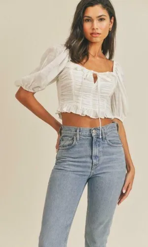 Lush Clothing Puff Sleeve Crop Top thumbnail 1
