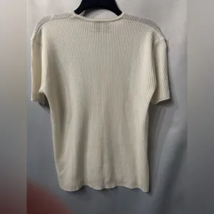 Vintage Italian Sweater short sleeve-Made Italy-Cream knit- Le Maglie di Giulia thumbnail 9