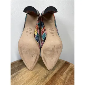 Dee Keller Pumps Multi Color Snake Skin Embossed Pointed Toe Italy Sz.40 Leather thumbnail 12