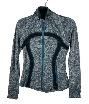 lululemon athletica Define Jacket Brushed‎ Herringbone Gray Blue Alberta size 6 thumbnail 1