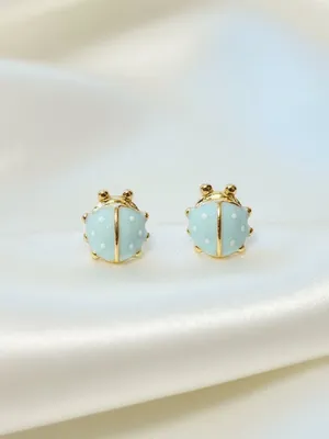 Blue Ladybug Stud Earrings thumbnail 3