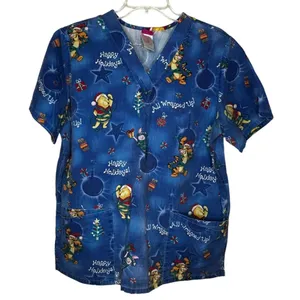 Wonderful World of Disney Pooh Christmas Scrub‎ Shirt thumbnail 1