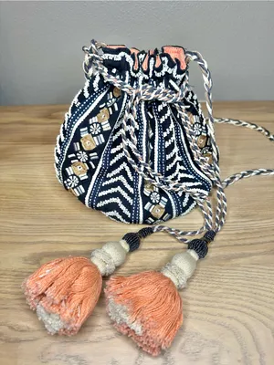 Anthropologie Jasper & Jeera Festival Beaded Embroidered Bucket Bag Crossbody thumbnail 2