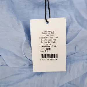 Showpo Eugenia Midi Dress One Shoulder Ruffle Tiered Pale Blue Size 4 thumbnail 5