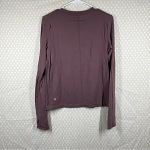 Athleta Women Top Sz M Purple Long Sleeve Crewneck Activewear Workout Thumbholes thumbnail 5