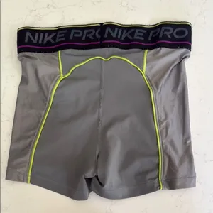 Nike Pro Gray Shorts with Neon and Purple Accents thumbnail 4
