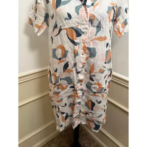 Rachel Zoe 100% Linen Abstract Floral Button Front Shirt Dress with Pockets thumbnail 4
