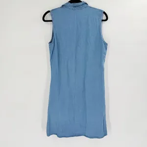 NWT Boutique Chambray Shirt Dress Womens Size M‎ Blue Sleeveless Button Down thumbnail 7