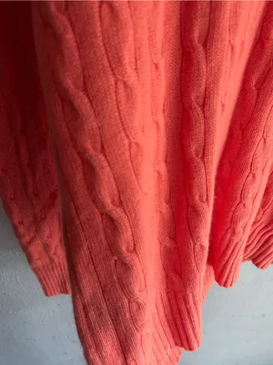 Polo Ralph Lauren 100% Cashmere Cable Knit Sweater Coral Pink XL Quiet Luxury thumbnail 4