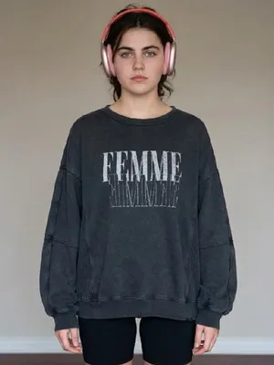 Aerie femme cotton crewneck oversized plus size 2X XXL new cozy comfy loungewear thumbnail 1