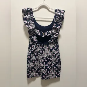 Free People Ruby Fiore Mini Dress Size 6 Navy Floral thumbnail 2