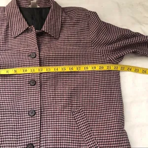 Vintage Purple checkered plaid gingham houndstooth button-up blazer jacket preppy old money retro jacket #coquette #twee Size L, measurements in pics thumbnail 7
