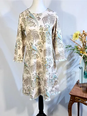 ☀️Spartina 449 Jane Peacock Palm Island Fringe Dress Peruvian Cotton Sz S🧡 thumbnail 3
