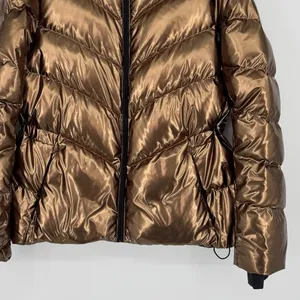 Athleta Lofty Down Puffer Jacket Size Small Bronze Metallic Winter Coat Gorpcore thumbnail 6