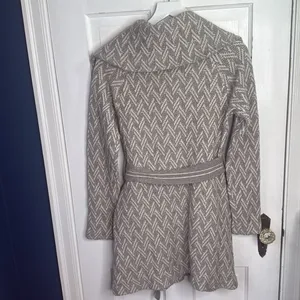 Anthropologie Moth Wool Blend Belted Gray Patterned Cardigan W1244 Sz S thumbnail 8