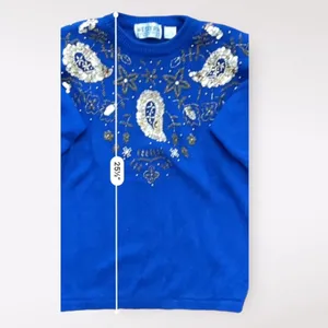 Western Connection Vintage Sequined‎ Sweater Womens Medium Blue Beaded thumbnail 3