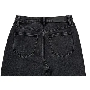 Pistola Cassie Crop Straight Jeans 27" Black Box Super High Rise Creased Denim‎ thumbnail 7