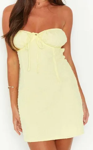 Beginning Boutique Lexi Yellow Strapless Mini Dress thumbnail 1