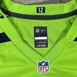 Nike NFL Seattle Seahawks Jersey Women's Small‎ V-Neck Superbowl Neon Green Navy thumbnail 2