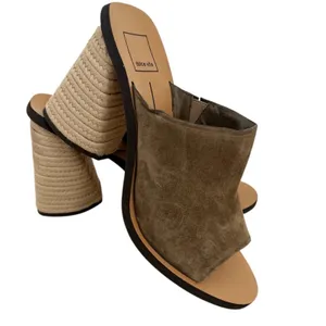 DV by Dolce Vita Alba Olive Suede Open Toe Mules with Jute Woven Heel 9 thumbnail 2