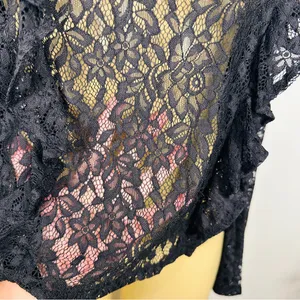 Set 2 Divided Shirts Sz M Black Lace Crochet Sweater Shirt H&M HM Top thumbnail 7