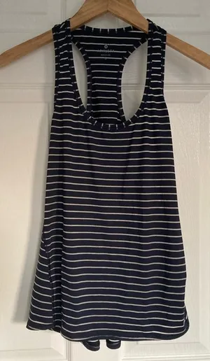 Athleta navy striped tank thumbnail 1