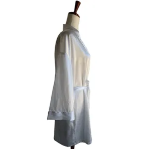 Silky White Satin Robe with Self-Tie Belt thumbnail 3