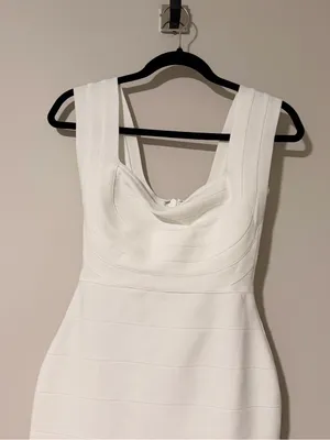 elliatt fiona white fitted bodycon bandage knit maxi gown dress size small thumbnail 4