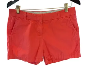 J. Crew Vibrant Coral Women's vacation summer 100 cotton preppy Shorts size 6 thumbnail 1