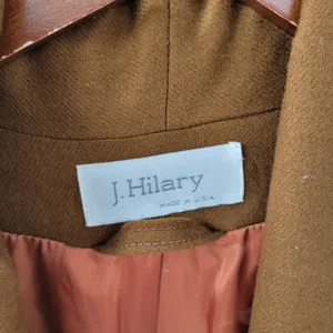 Vintage J. Hilary Wool Coat Womens 4 Belted Camel Brown Long Trench Made in USA thumbnail 10