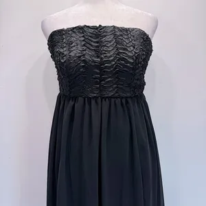 YA Los Angeles Black Strapless Maxi Dress Ruffled Bust Lined Sheer Skirt Whimsigoth Formal S-M thumbnail 10
