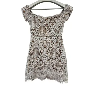 Boohoo Off the shoulder Short White Lace Dress Bodycon Size 4 bridal cocktail thumbnail 2