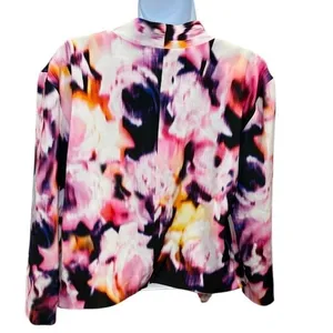 Askari Pink Purple Black‎ Abstract Print Jacket Cardigan Large Lined Drape thumbnail 3