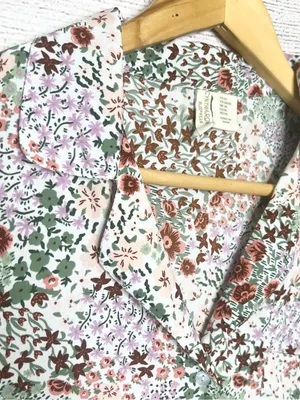 Cynthia Rowley Floral Multicolor Button-Front Cropped Sleep Shirt Size Medium thumbnail 8