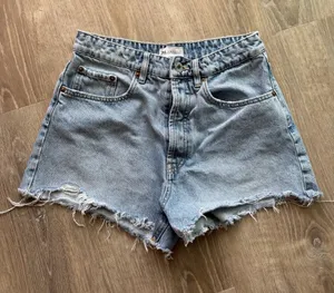 Zara Light Blue Distressed Denim Cutoff Shorts thumbnail 1