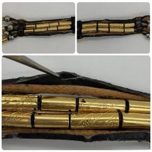 Vintage Avignon Womens M Belt Black Leather Silver & Gold Beading Boho Western thumbnail 7