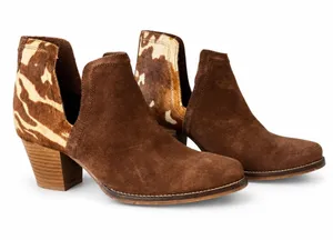 Roper Rowdy Cow Hair on Hide Suede Western Ankle Boots Women’s 7.5 thumbnail 1