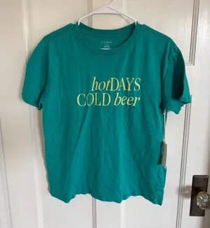 NWT Z Supply teal Hot Days Cold Beer tee size small thumbnail 1