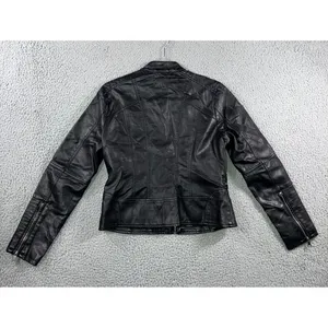 Baccini Faux Leather Jacket Women‎ Medium Petite Motorcycle thumbnail 3
