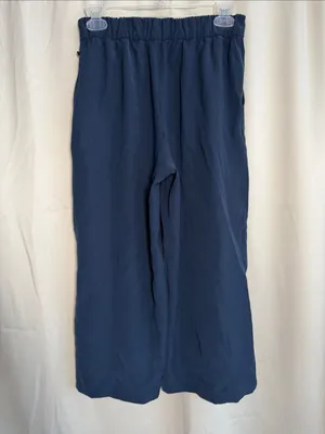 Lululemon Noir Crop Tie Waist Wide Leg Pants True Navy‎ Size 6 thumbnail 4