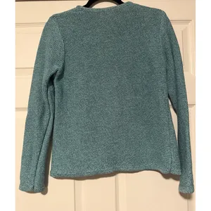 LL L.L. Bean Knit Sweater Chunky Teal Fisherman Grandma New England Coastal Knit thumbnail 2
