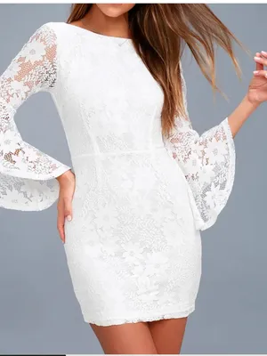 Lulus Allure 'Em In White Lace Bell Sleeve Bodycon Dress thumbnail 2