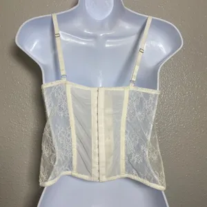 White Angelcore Lace Corset M Sheer Feminine Romantic‎ Bridal Coquette Fairy thumbnail 2