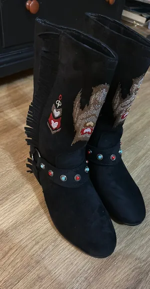 Embroidery beautiful boots Black Size 8 thumbnail 1