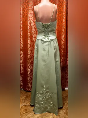Vintage Y2K Dave & Johnny Laura Ryner Sage Green Satin Skirt Set Size 7-8 thumbnail 5