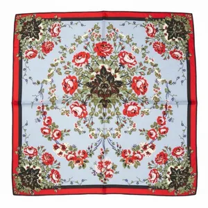 M.O.S.I Floral Satin‎ Scarf 34"x 34" Square Red Olive Cottagecore Romantic thumbnail 3