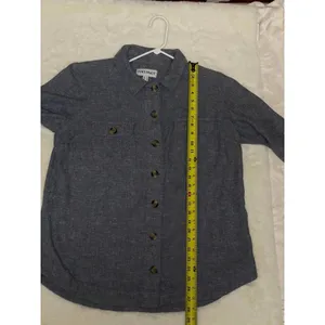 Centigrade Button Front Linen Blend Shacket Shirttail Hem Indigo Blue M NO BELT thumbnail 9