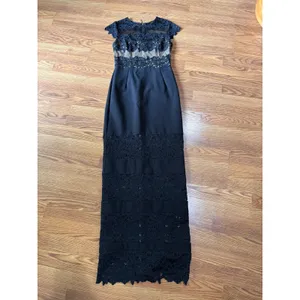 Bronx & Banco Black Lace Maxi Dress Cap Sleeve Formal Cocktail Size S thumbnail 7